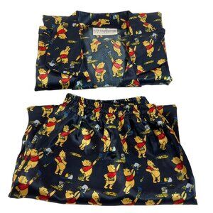 Vintage 100% Silk Liz Claiborne Navy Winnie The Pooh Pajama Set